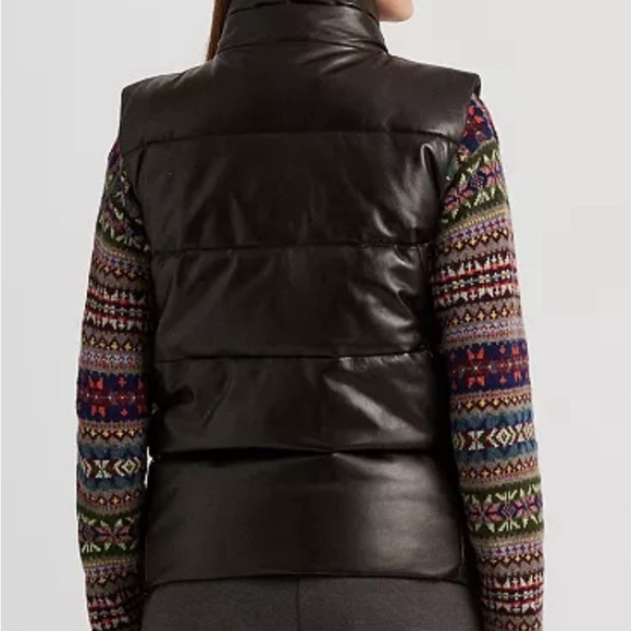 Ralph Lauren Women's Quilted Leather Puffer Vest - Picture 2 of 10